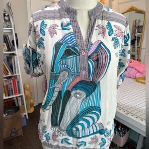 Vintage Colorful Elephant Print tunic